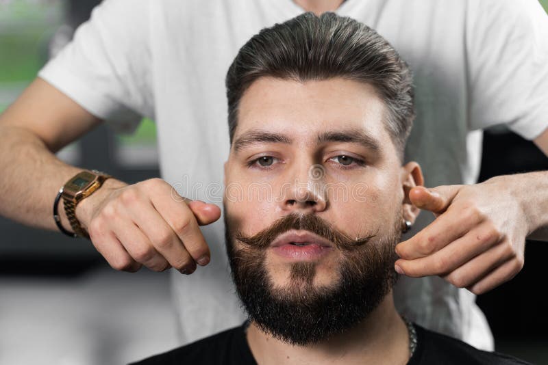 Fixing the Shape of the Beard with Wax. the Result of a Haircut in a  Barbershop. Stock Image - Image of black, hair: 222309749
