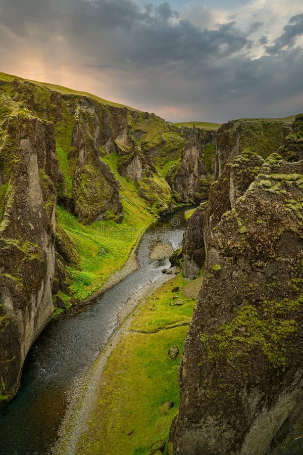 Fjadrargljufur Canyon In South Iceland Stock Image Image Of Cloudy