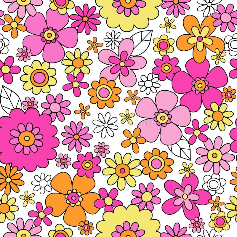 Fjädra blommor som Seamless repetition mönstrar vektorn Illu stock illustrationer