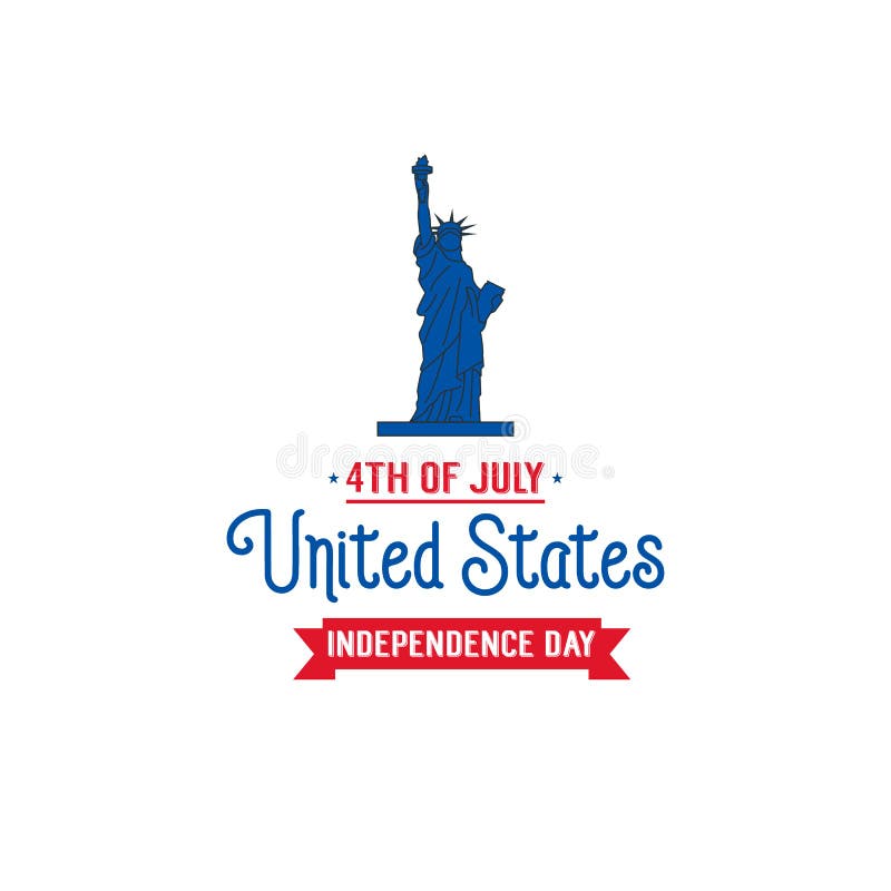 Fjärdedel av Juli, USA självständighetsdagen Kort med statyn av frihet och typografi vektor illustrationer Fjärdedel av Juli, USA självständighetsdagen Kort med statyn av frihet och typografi vektor illustrationer