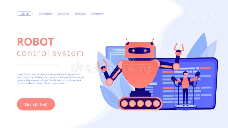 Fjärrstyrd startsida för robotkoncept. vektor illustrationer