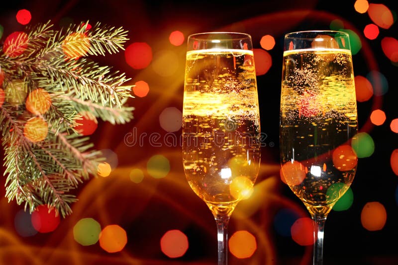 Fl?ten des Champagners in der Feiertagseinstellung lizenzfreies stockbild Fl?ten des Champagners in der Feiertagseinstellung lizenzfreies stockbild