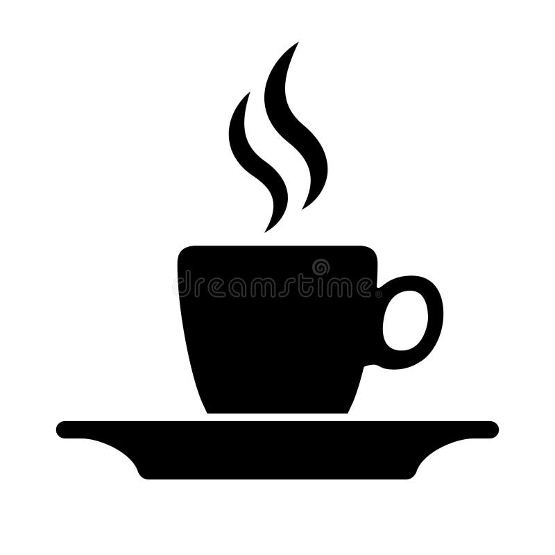 Flachbild-Abbildung einer Tasse Kaffee mit Rauch. Schwarz-Weiß-Symbol-Vektor vektor abbildung