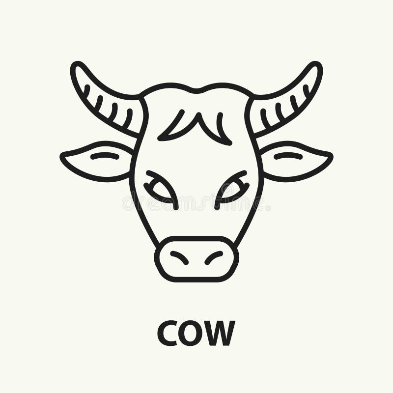 Cow flat line icon. Cattle breeding symbol. Vector illustration. Cow flat line icon. Cattle breeding symbol. Vector illustration