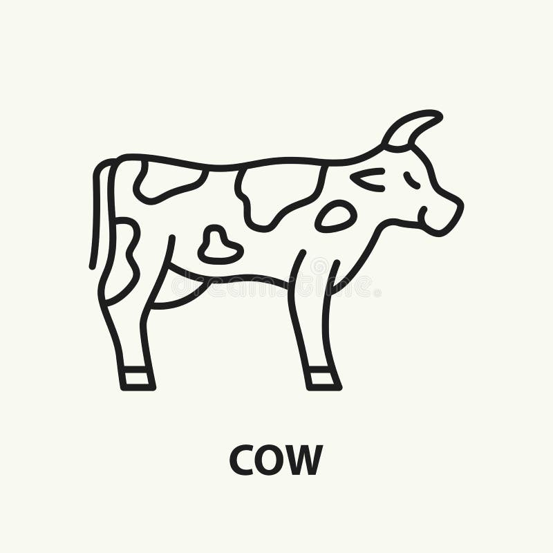 Cow flat line icon. Cattle breeding sign. Vector illustration. Cow flat line icon. Cattle breeding sign. Vector illustration