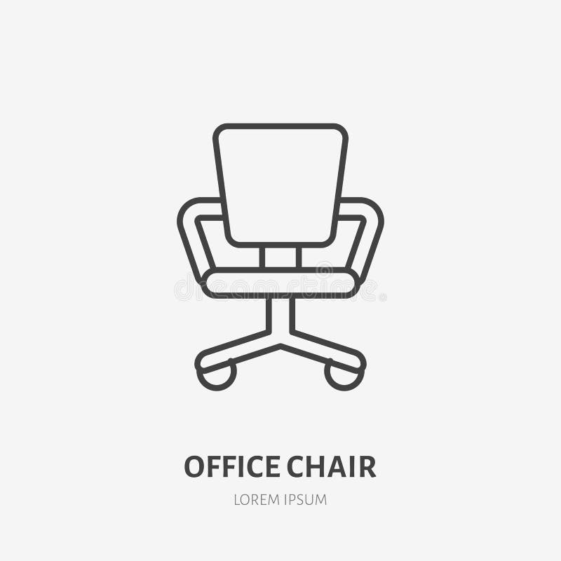 Flache Linie Ikone des Bürostuhls Wohnungsmöbelzeichen, Vektorillustration des Studienraumlehnsessels Dünnes lineares Logo für vektor abbildung Flache Linie Ikone des Bürostuhls Wohnungsmöbelzeichen, Vektorillustration des Studienraumlehnsessels Dünnes lineares Logo für vektor abbildung