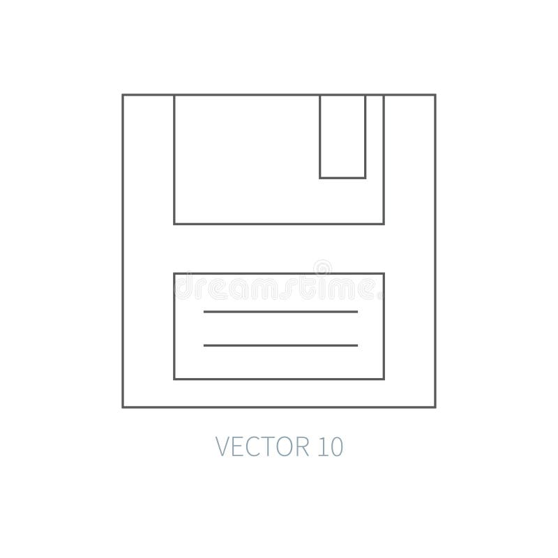 Flache Linie Vektorcomputer-Teilikone - Diskette Überlagert, einfach zu bearbeiten Illustration und Element für Ihr Design einfac stock abbildung