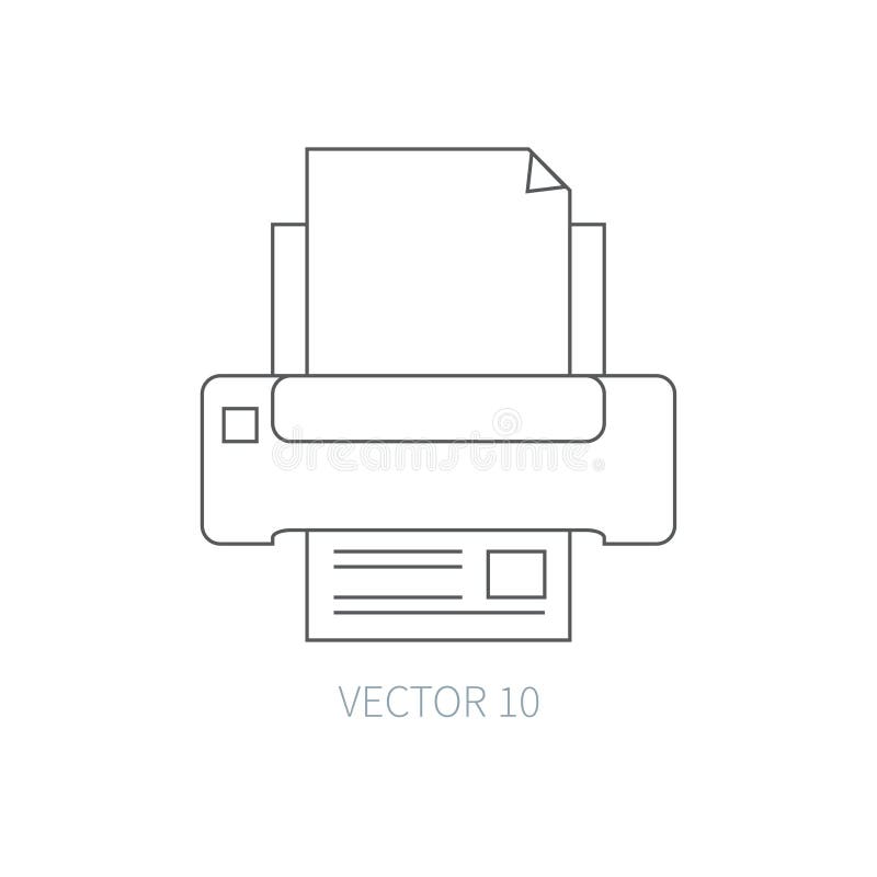 Flache Linie Vektorcomputer-Teilikone - Drucker Überlagert, einfach zu bearbeiten Illustration und Element für Ihr Design einfach vektor abbildung