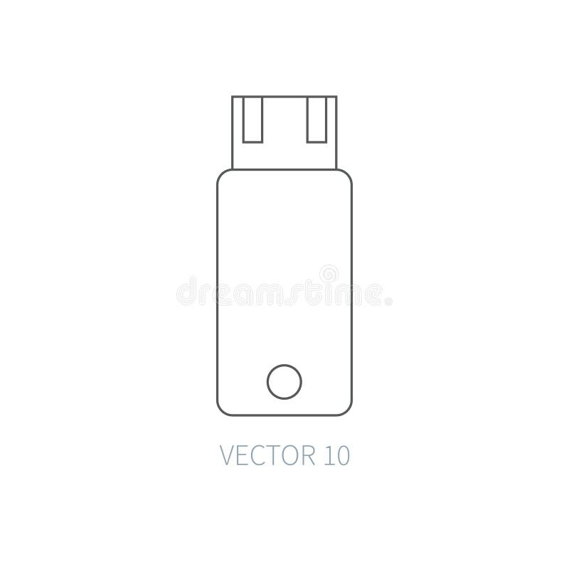 Flache Linie Vektorcomputer-Teilikone - greller Antrieb Überlagert, einfach zu bearbeiten Illustration und Element für Ihr Design vektor abbildung