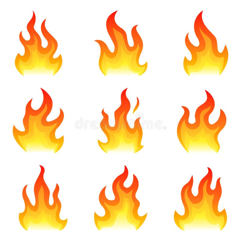 Flacher Ikonensatz des roten Feuers lokalisiert auf weißem Hintergrund für Gefahrenkonzept oder Logoentwurf Flammensatz und Satz vektor abbildung Flacher Ikonensatz des roten Feuers lokalisiert auf weißem Hintergrund für Gefahrenkonzept oder Logoentwurf Flammensatz und Satz vektor abbildung