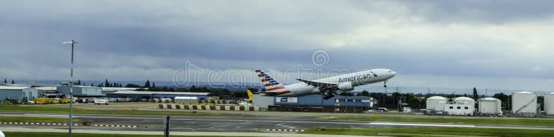 Flacher Start an Anschluss 5 Londons Heathrow stockfotos Flacher Start an Anschluss 5 Londons Heathrow stockfotos