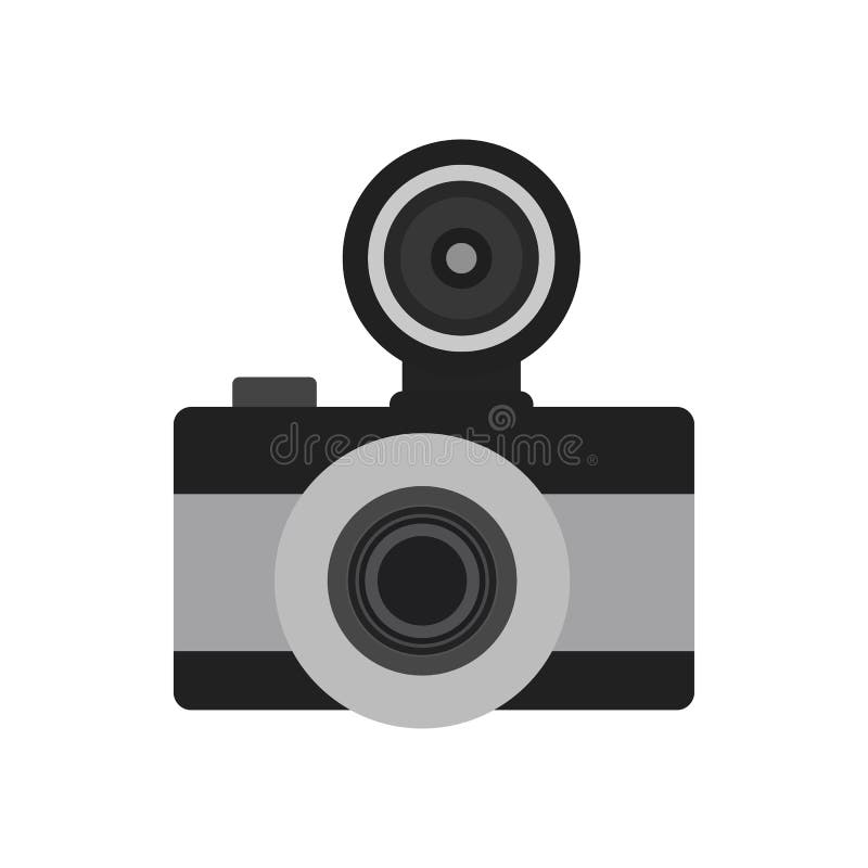 Flaches Ikonensymbol der Fotokamera Vektorphotographausrüstung lizenzfreie abbildung Flaches Ikonensymbol der Fotokamera Vektorphotographausrüstung lizenzfreie abbildung