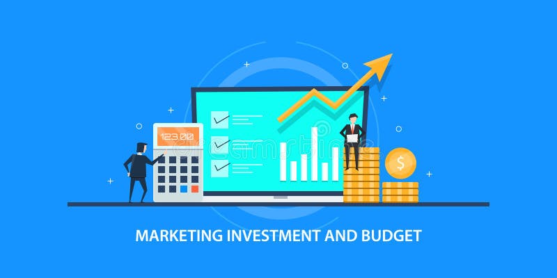 Flaches Konzept des Entwurfes der Marketing-Investition, achtgebendes Budget des Geschäfts, einbrennende Kampagne stock abbildung Flaches Konzept des Entwurfes der Marketing-Investition, achtgebendes Budget des Geschäfts, einbrennende Kampagne stock abbildung