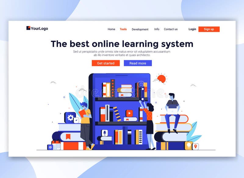 Flaches modernes Design der Websiteschablone - on-line-Bildung vektor abbildung Flaches modernes Design der Websiteschablone - on-line-Bildung vektor abbildung