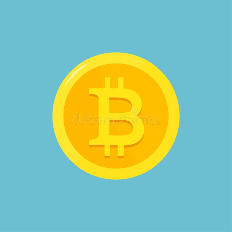 Flaches Symbol der Bitcoin-cryptocurrency Blockkette auf blauem geometrischem Hintergrund Bitcoin-Logo Virtuelles Geld Auch im co lizenzfreie abbildung