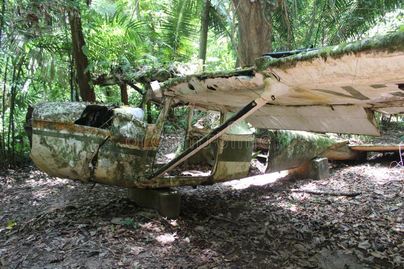 A plane wreck in the middle of the jungle in the Cockscomb Wildlife Sanctuary near Maya Center, Belize. A plane wreck in the middle of the jungle in the Cockscomb Wildlife Sanctuary near Maya Center, Belize.