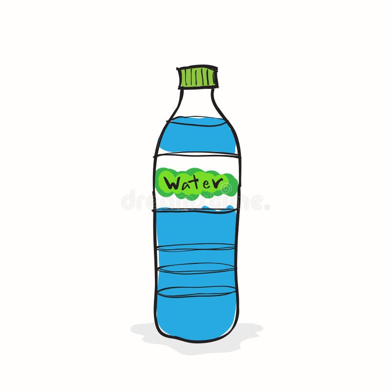 Flacon cu apă tras manual royalty free illustration