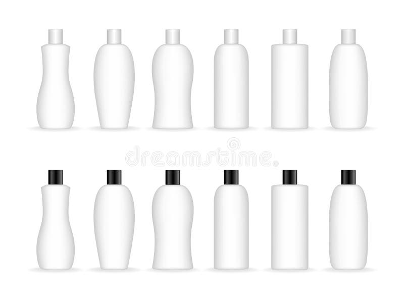 Flacon din plastic cosmetic izolat pe fond alb. container lichid pentru spumă cu spumă pentru baie cu cremă de lojă în gel. vector illustration