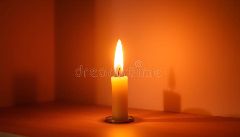 Flacăra lumânării strălucește în sursa de lumină caldă închisă Stock Photo Generative AI stock illustration