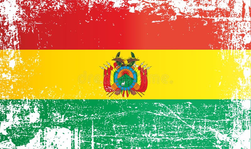 Flag of Bolivia, Plurinational State of Bolivia. Wrinkled dirty spots. royalty free illustration Flag of Bolivia, Plurinational State of Bolivia. Wrinkled dirty spots. royalty free illustration