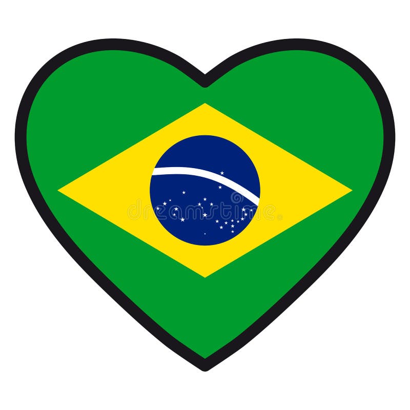 Flag of Brazil in the Shape of Heart, Flat Style, Symbol of Love Stock  Vector - Illustration of brazil, flag: 115493005