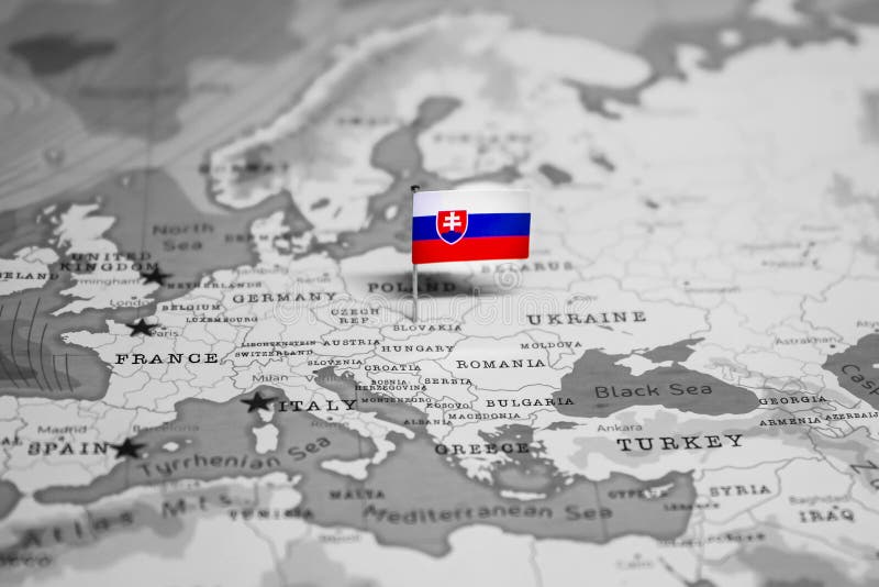 The Flag of Slovakia in the World Map