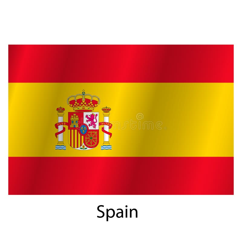 Flag of the Country Spain with the Signature of the Name Country Stock
