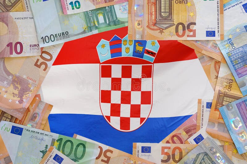 Flag of Croatia on the Euro banknotes background