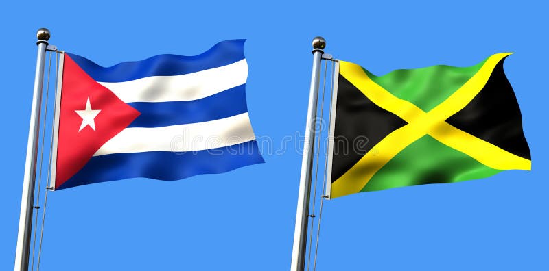 Cuba, Cuban vs Jamaica, Jamaican smoke flags placed side by side