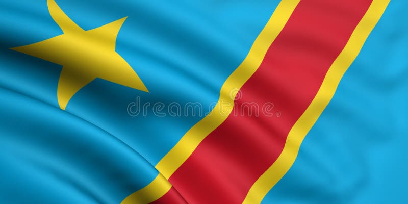 Vecteur Stock Congo flag. Isolated national flag of Congo-Kinshasa. Waving  flag of the Democratic Republic of the Congo. Fluttering textile congolese  flag.