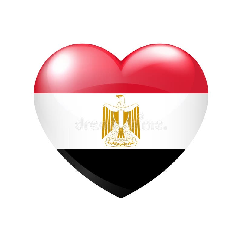 Flag of Egypt in Heart. Egyptian Emblem Icon Vector. Country Love ...
