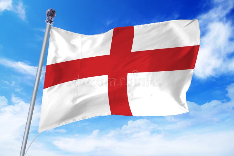 Flag of England Developing Against a Clear Blue Sky Stock Image Image