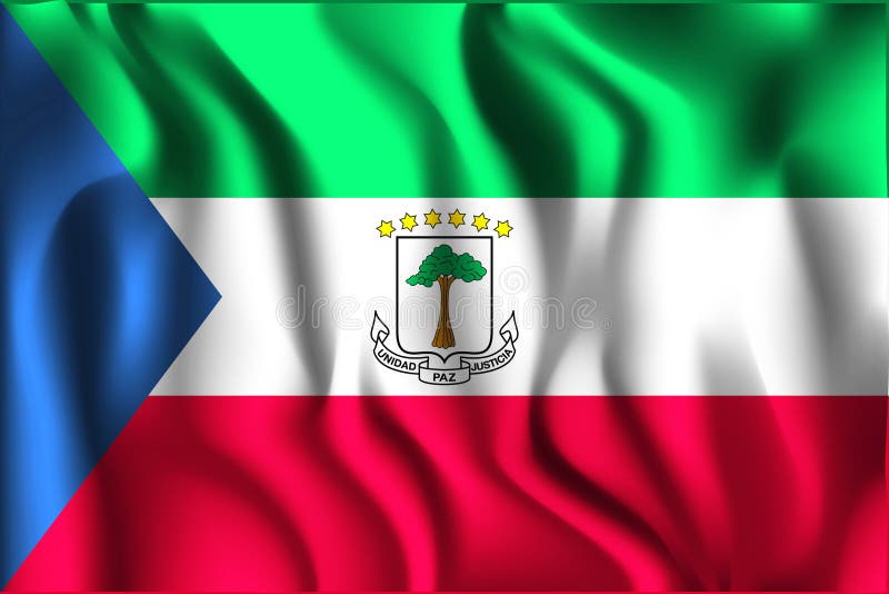 Flag of Equatorial Guinea. Rectangular Icon. Waving Effect. Vector vector illustration Flag of Equatorial Guinea. Rectangular Icon. Waving Effect. Vector vector illustration