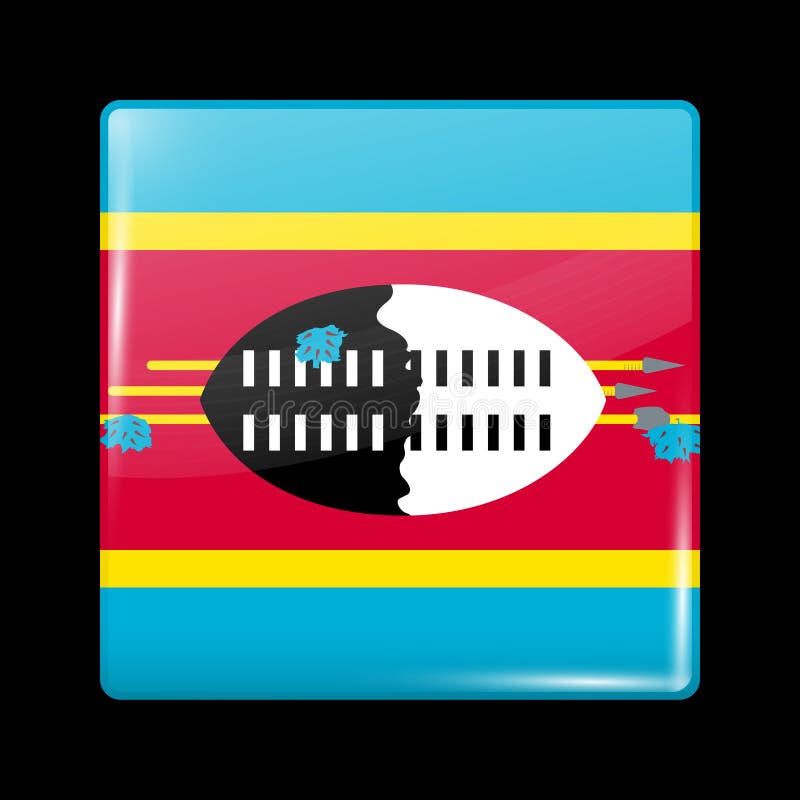 Flag of Eswatini. Glossy Icon Square Shape. Vector vector illustration