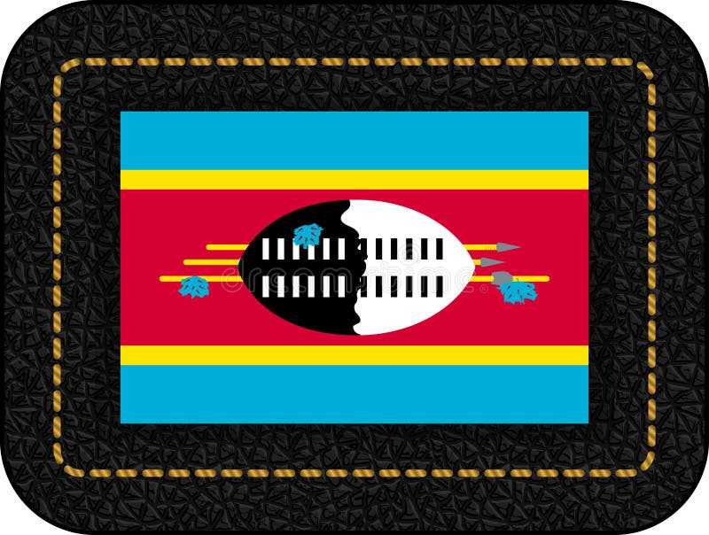 Flag of Eswatini. Vector Icon on Black Leather Backdrop. Ratio 2:3 vector illustration