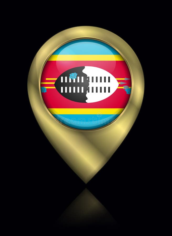 Flag of Eswatini. Vector Sign and Icon. Location Symbol Shape. Gold royalty free illustration