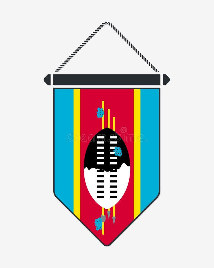 Flag of Eswatini. Vector Sign and Icon. Vertical Pennant. Vector stock illustration
