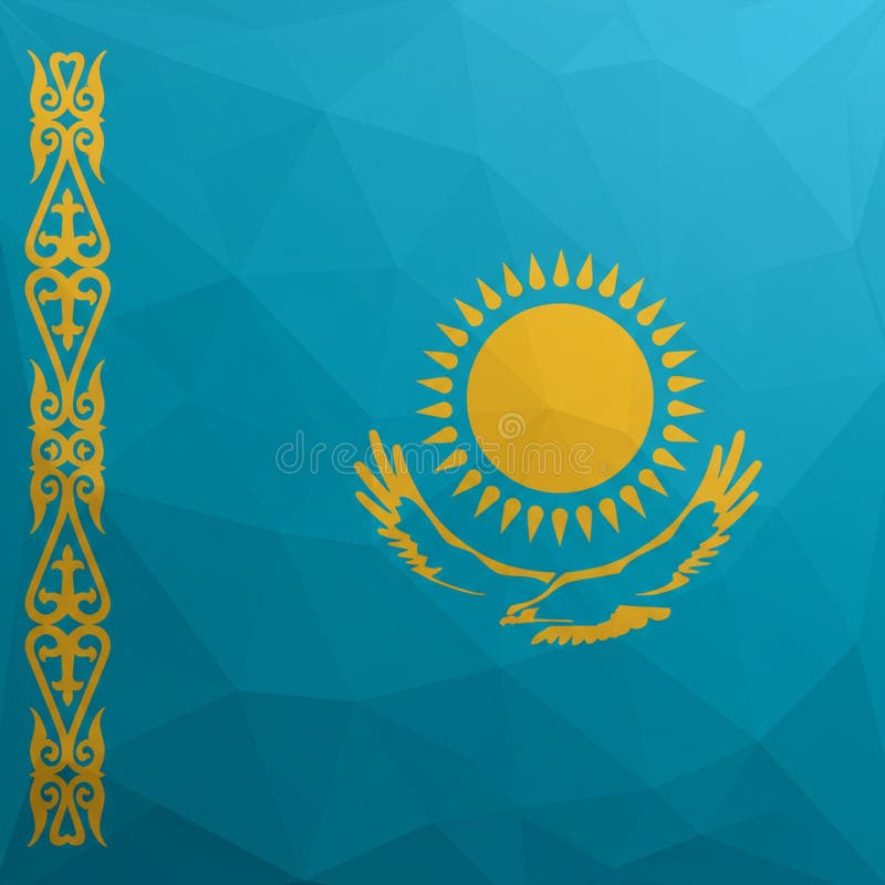 Kazakhstan S Flag, Featuring a Golden Steppe Eagle Below a Sun