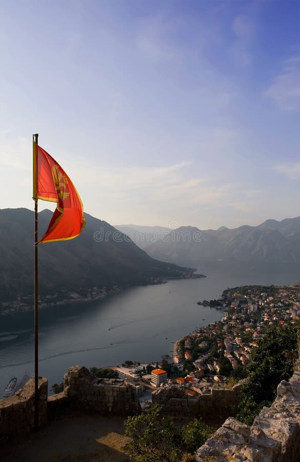 Flag on flagstaff. Kotor. Montenegro.