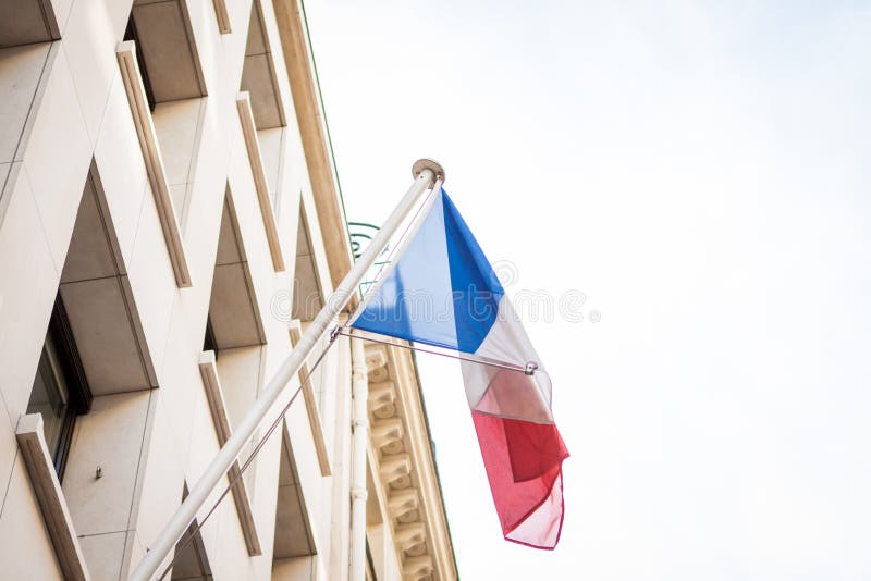 Fluttering France Flag on Beautiful Colorful Sunset or Sunrise ...