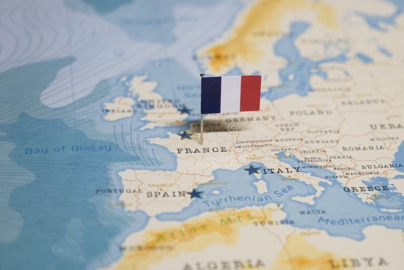 The Flag of France in the World Map Stock Image - Image of advertise ...