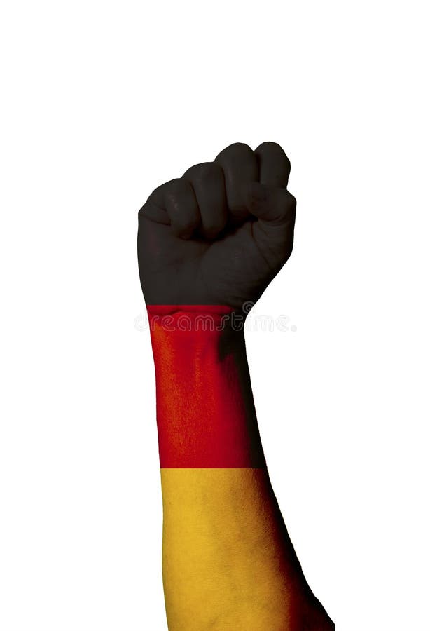 Flag Of Germany Painted On Human Fist Strength Power Concept Of