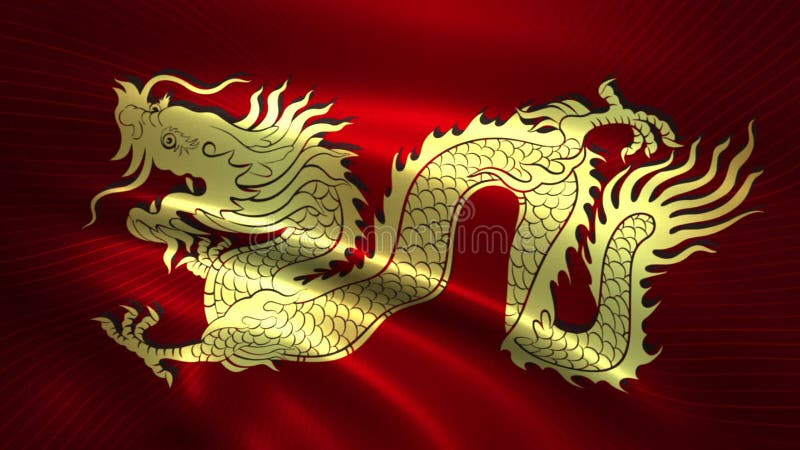 Flag of golden Chinese dragon