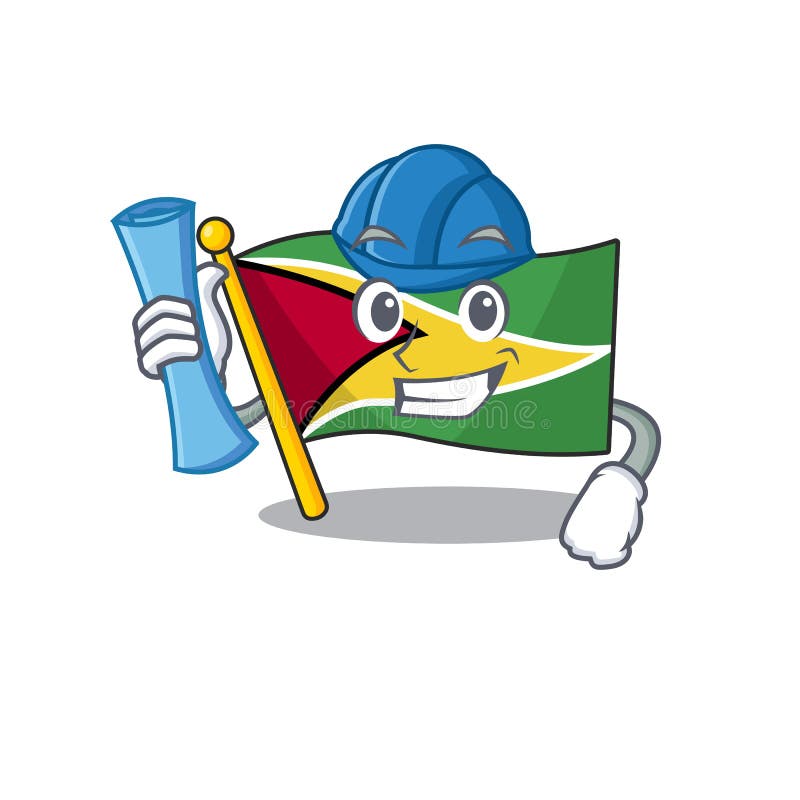 Flag guyana architect flown on mascot pole stock illustration
