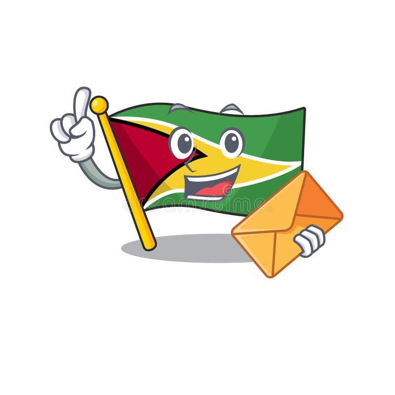 Flag guyana bring envelope flown on mascot pole stock illustration
