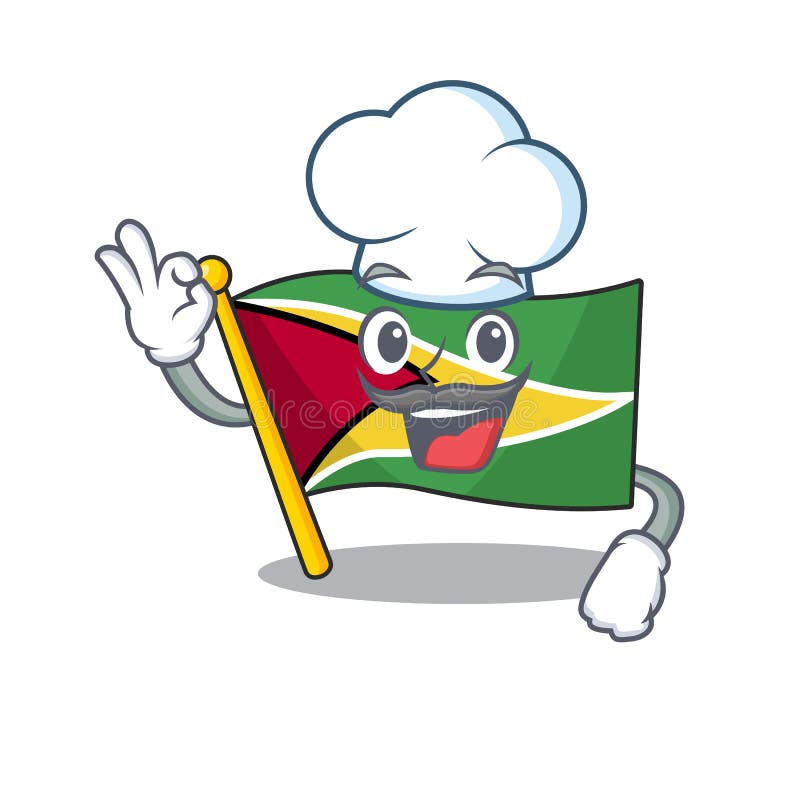 Flag guyana chef flown on mascot pole stock illustration