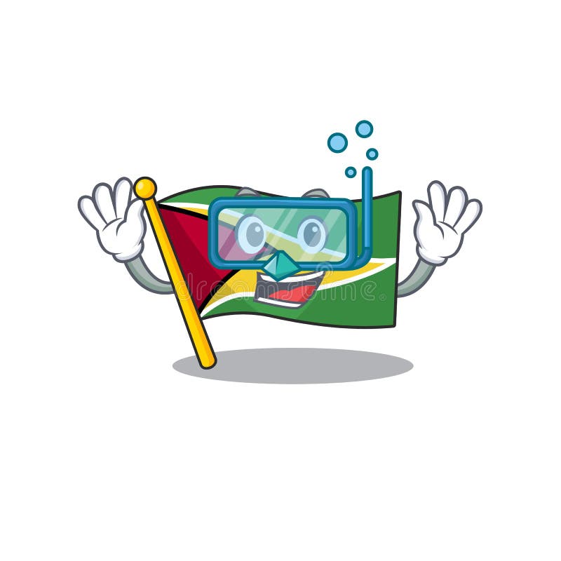Flag guyana diving flown on mascot pole royalty free illustration