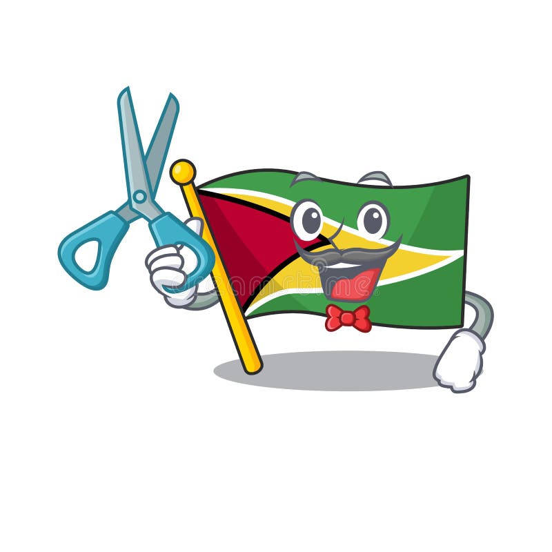 Flag guyana isolated in the cartoon barber royalty free illustration