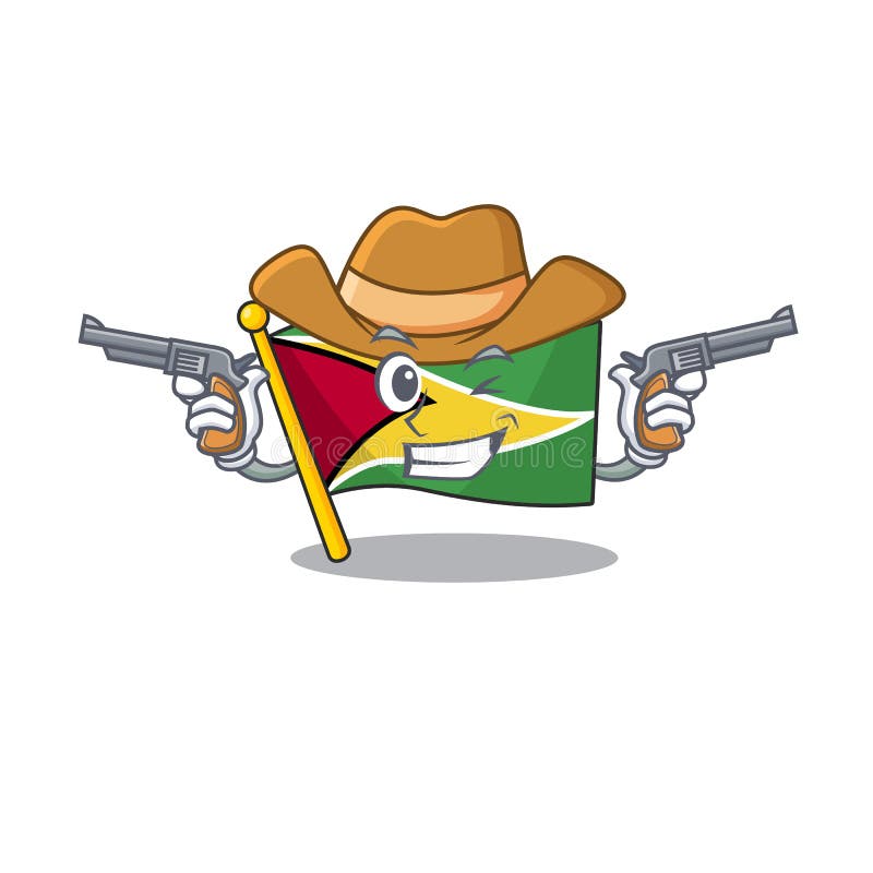 Flag guyana isolated in the cartoon cowboy royalty free illustration