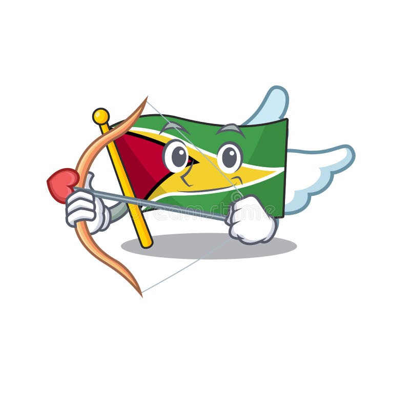 Flag guyana isolated in the cartoon cupid vector illustration